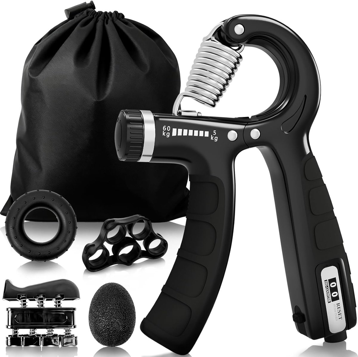 Handtrainer, Onderarmtrainer kit, handgreep 5-60 kg, Hand- en onderarmtrainer, Grip Handknijpkracht
