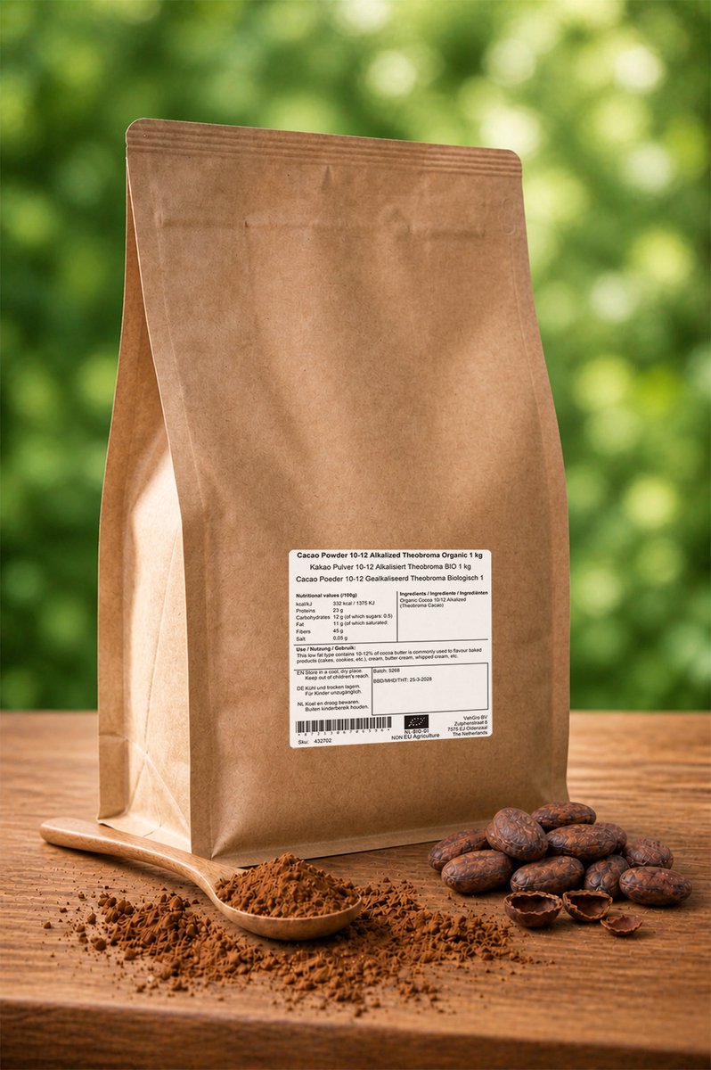 Cacao Poeder 10-12 Gealkaliseerd Theobroma - 1 Kg - Holyflavours