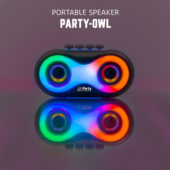 Party Light & Sound - PARTY-OWL - Bluetooth Speaker met LED in Uil Design op Batterij - USB, MicroSD, AUX - Mat Zwart van PARTY LIGHT & SOUND — afbeelding 5