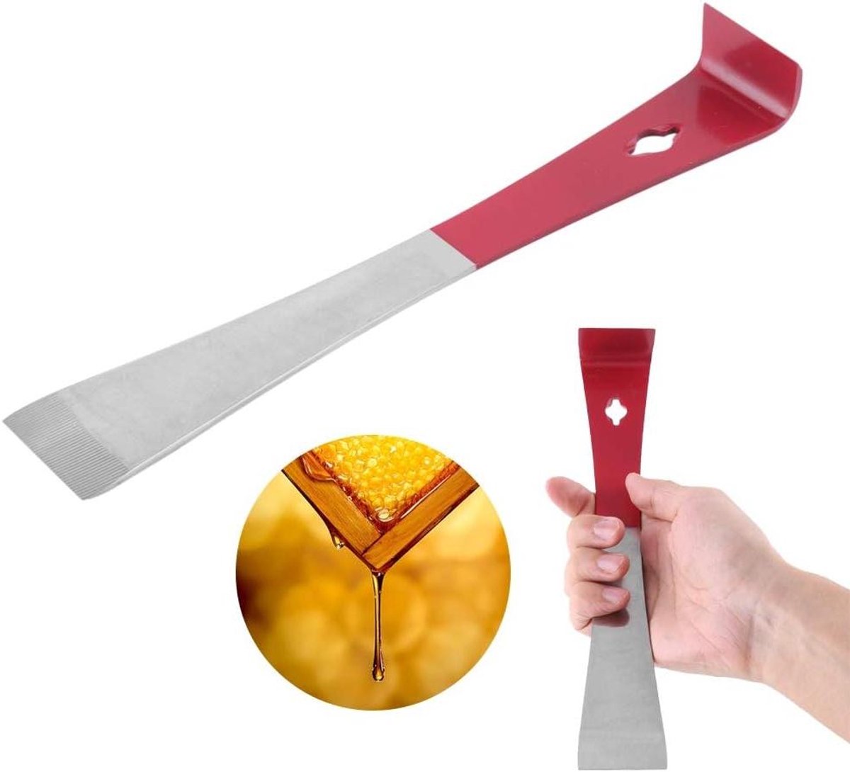 Bijenkorf Schraper - Imker Gereedschap - Honing Oogsten - Roestvrij Staal - 25 cm - Rood
