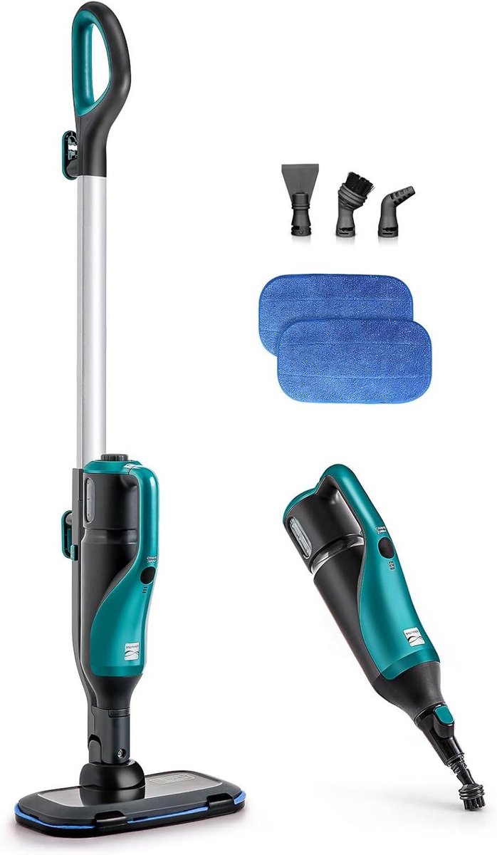 Stoomdweilreiniger - Stoomreiniger Vloer - Hygiënisch Reinigen - Dubbelzijdige Mop - 1350 Watt - Zwart
