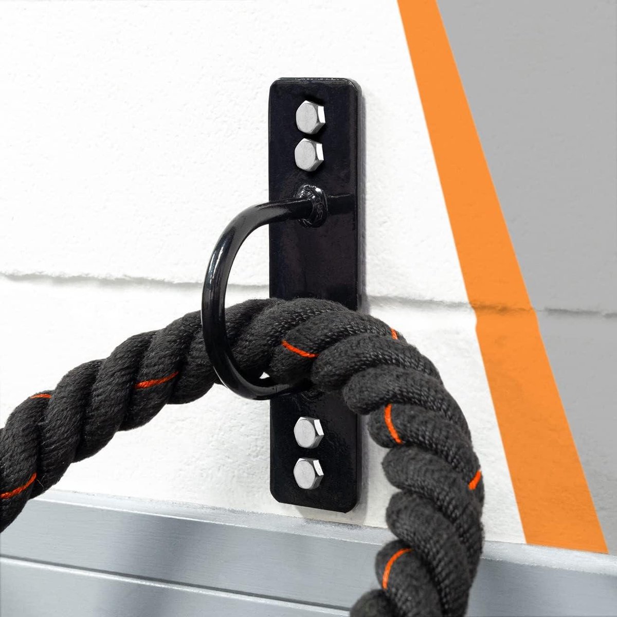 Battle Rope Ankerkit - Trainingsanker Wandmontage - Krachtige Training - Heavy-Duty Stalen Ontwerp - 4 Bevestigingspunten - Zwart