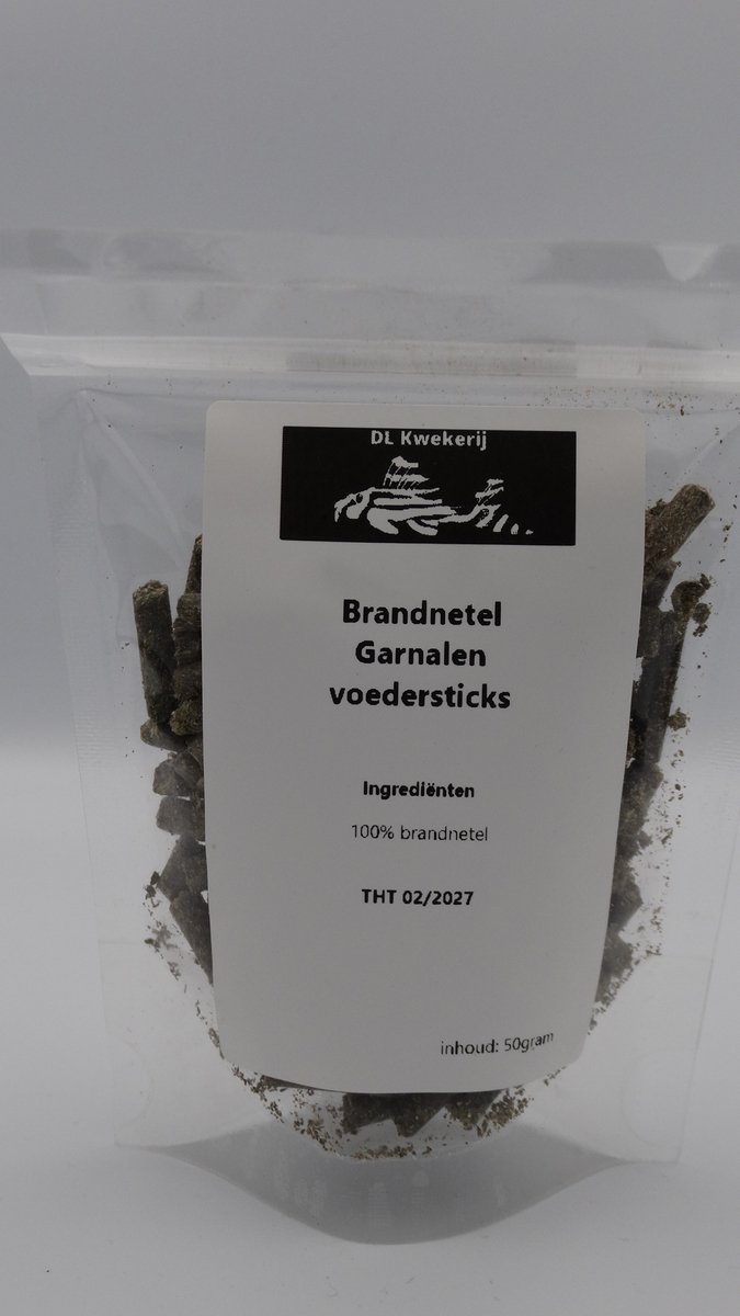 Brandnetel voedersticks - 50 gram - garnalen voeding - DL Kwekerij