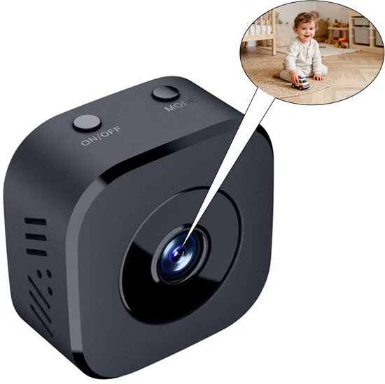 Ulisem - Caméra de sécurité WiFi - 1080P HD - 5V 1A - Batterie 200mAh - Détection de mouvement - Prend en charge la carte TF 256 Go - Support magnétique - Convient pour la maison - Petite taille 42x42x23 mm