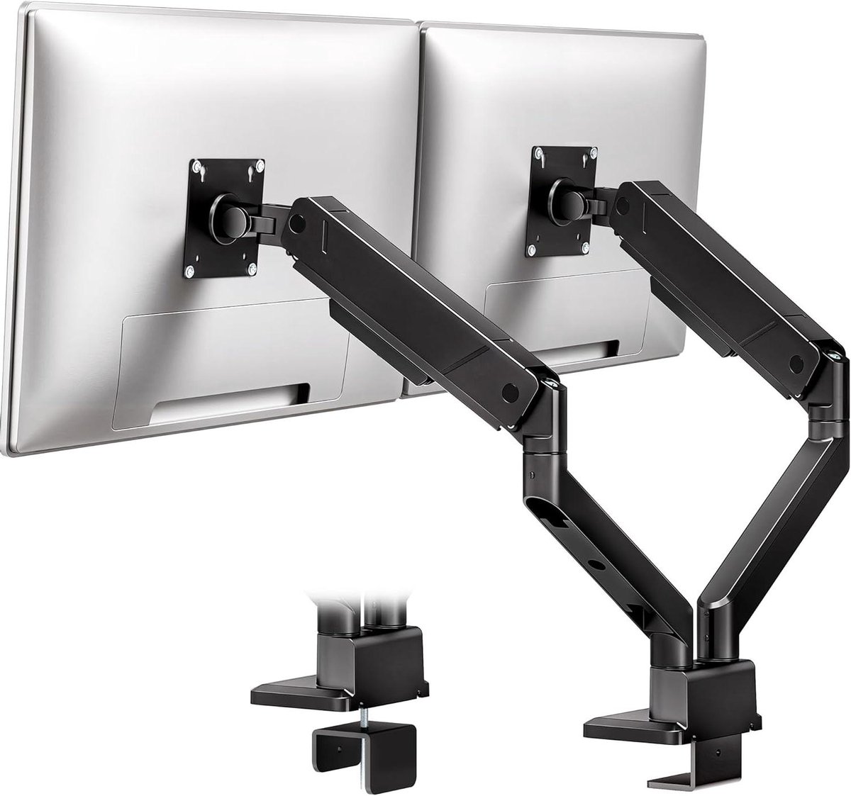 Monitorhouder - Dubbele arm - Ergonomisch werken - Universele VESA montage - Tot 35 inch - Zwart
