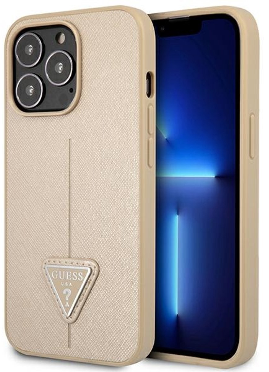 Guess - GUHCP14LPSATLE - iPhone - 14 - Pro - 6.1 - beige/beige - hardcase - SaffianoTriangle-logo