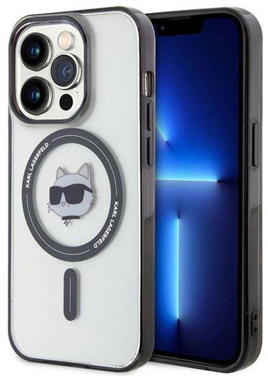iPhone 15 Pro Max hoes transparant hard plastic MagSafe compatibel Karl Lagerfeld Choupette design