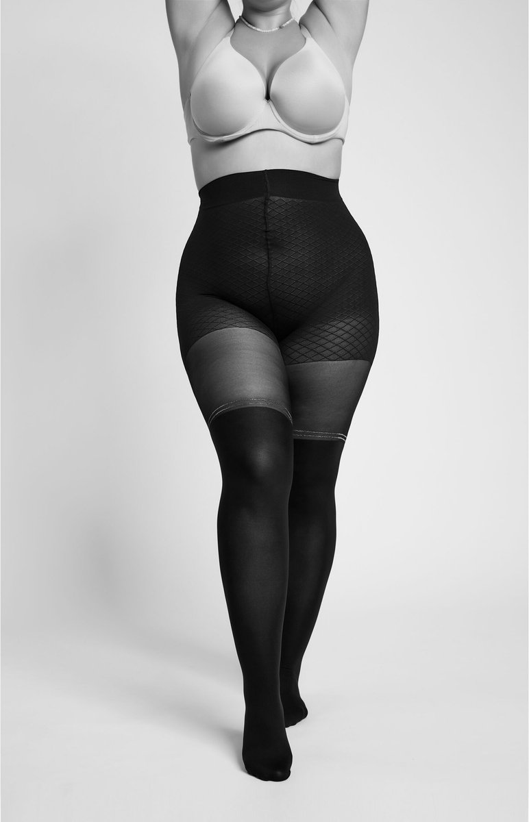 camano, Drukvrije comfortband, katoenen kruisje, platte naad, zachte teennaad, licht verstevigde tenen, transparante panty's, modieus patroon, overknee, curvy, grote maten, panty voor vrouwen met rondingen.