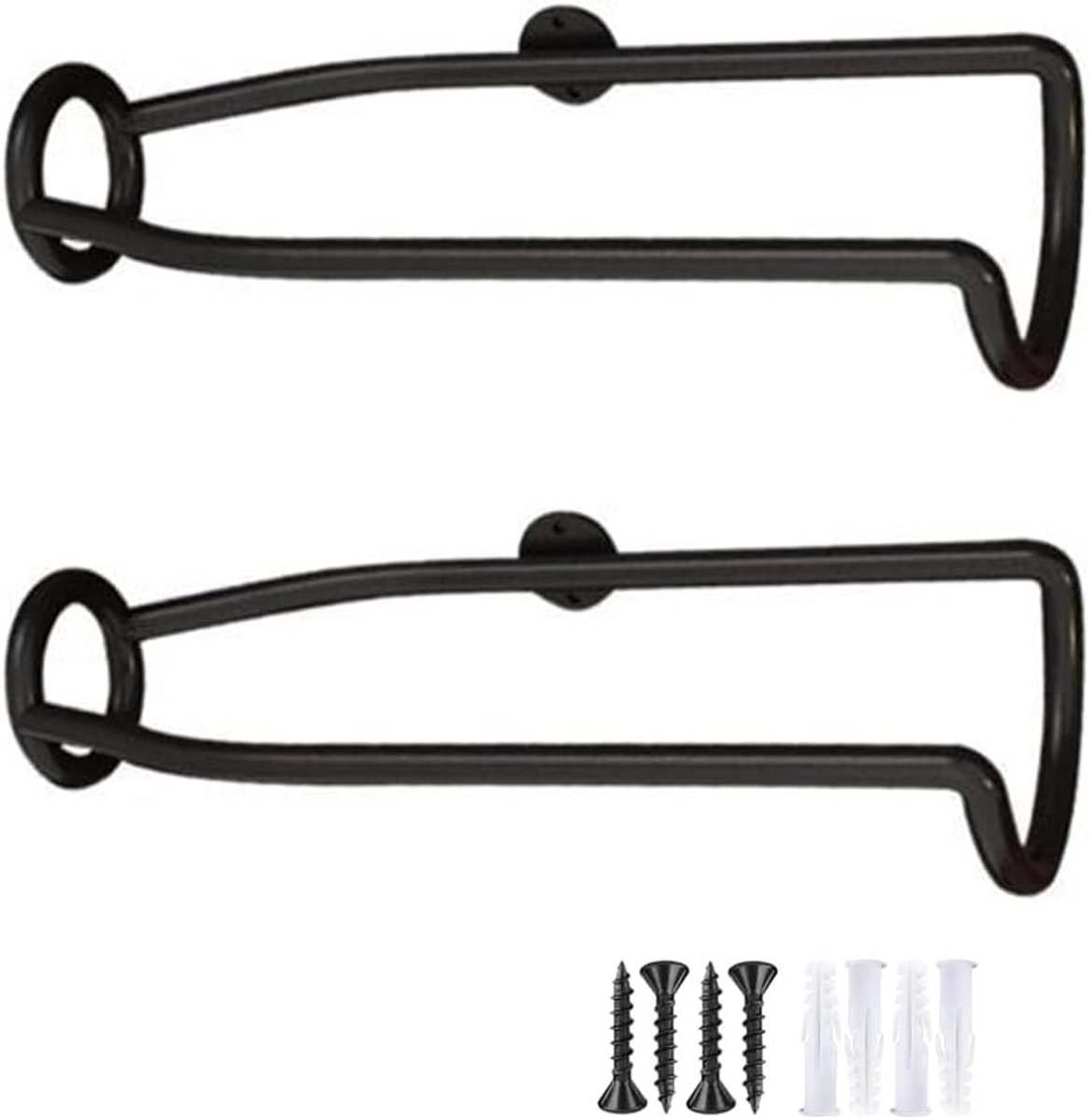 Metalen Wijnwandhouder - 2 Stuks - Wandgemonteerd Wijnrek Voor Flessen - Zwart - Geschikt Voor Woonkamer - Eetkamer - Wijnkelder En Bar - Lengte 19 cm