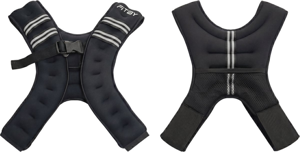 Fitby Gewichtsvest 5KG - Hardloopvest - Weighted Vest - Gewichtsvesten - Gewichten - Verstelbaar - Krachtraining & Crossfit - Cardio - Zwart