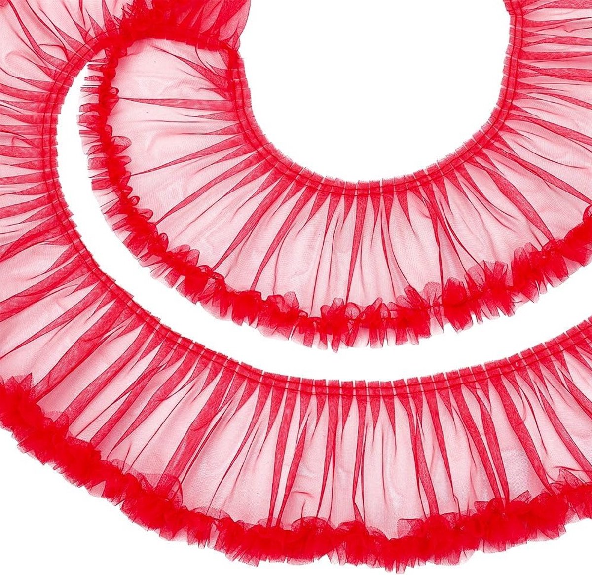 2 Yards Rode Ruche Kant Trim 15,5 cm Breed Polyester Naailint voor Kostuum, Naaien en Ambachtelijke Versieringen
