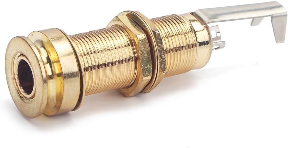 Cylinder Clip Eindpin Mono Paneel Uitgangsjack Socket Lange Poten voor Elektrische Gitaar en Bas 6.35mm Goud, Geluidsverbetering, Duurzaamheid, Professioneel Gebruik