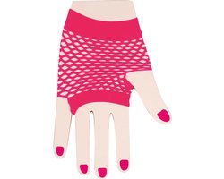 Visnet handschoenen fluo roze - Roze neon visnet handschoenen - Foute Party - Carnaval