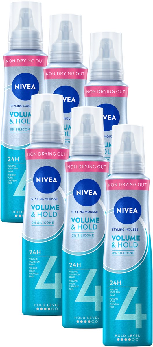 NIVEA Volume Care Styling Mousse - Haarmousse - Bevat Hydraterende Vitamine B3 - Haarverzorging - Voordeelverpakking - 6 x 150 ml