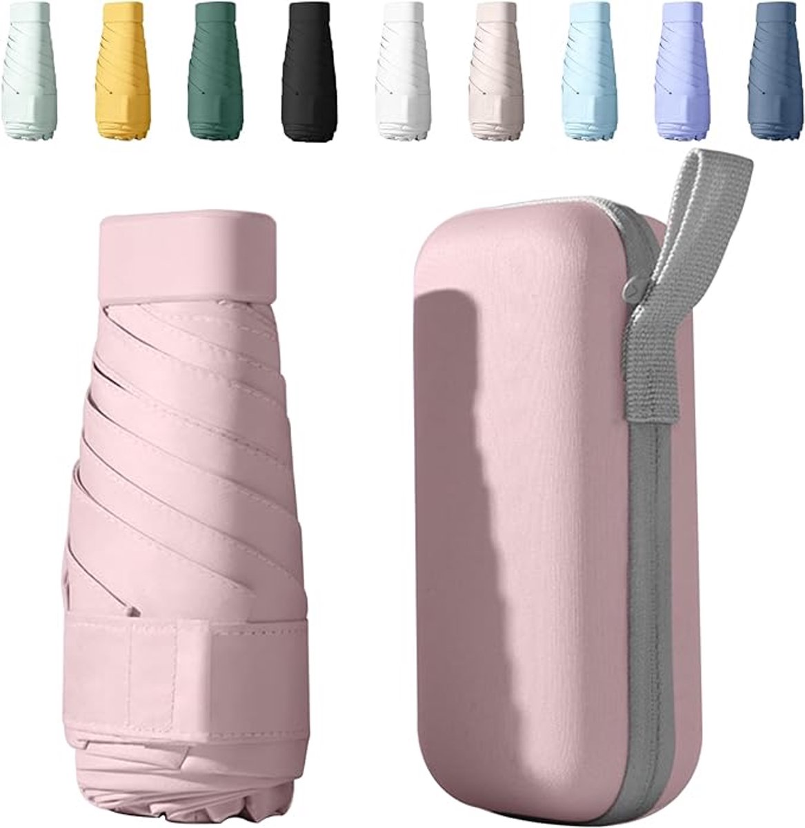Zakparaplu met Etui - Mini Paraplu - Reisparaplu Klein - Compacte Paraplu - Opvouwbaar - Windbestendig - Lichtgewicht - UV-Paraplu - Roze - van Imperatoris