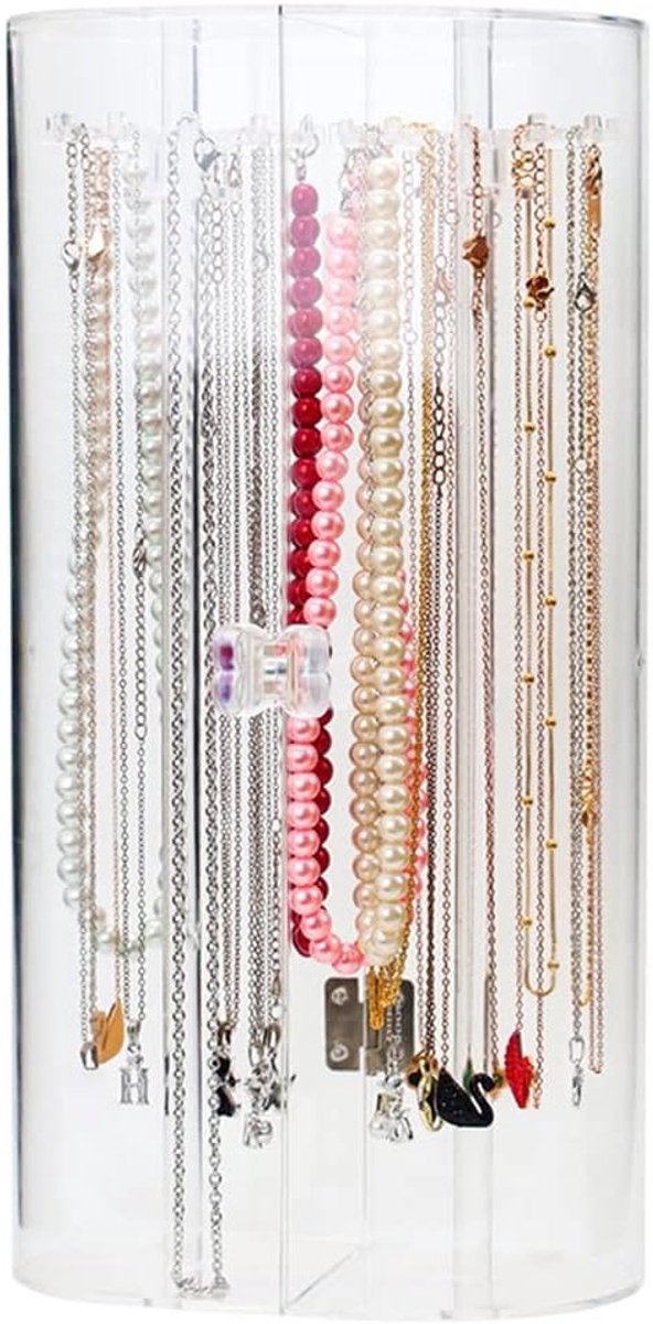 Duidelijke Organizer voor Kettingen en Sieraden, Lange Kettingen, Armbanden en Oorbellen Display Case