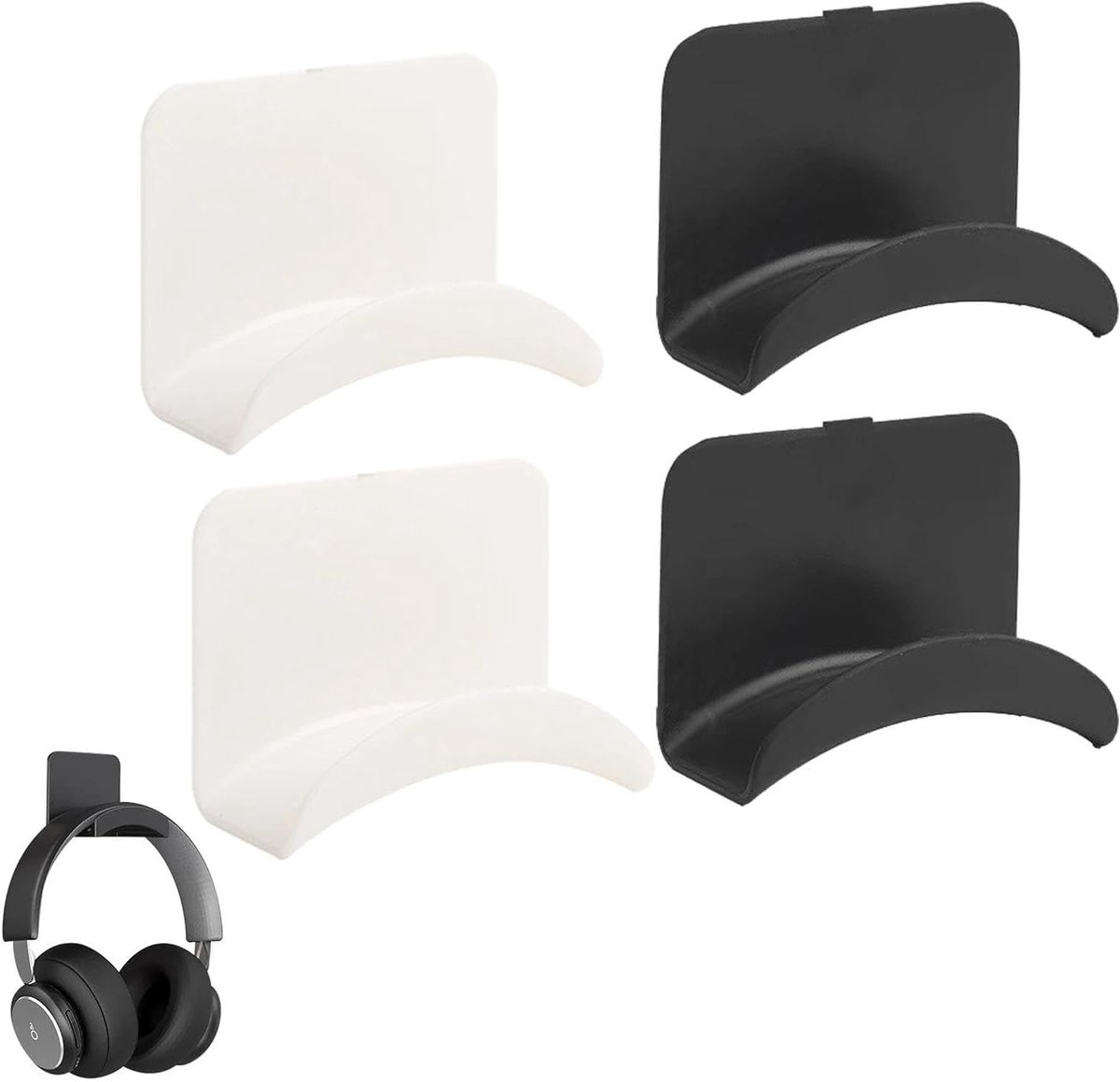Universele Gaming Headset Stand - 4 Stuks, Wandbeugel voor Hoofdtelefoon, Hoofdtelefoonhouder, Geschikt voor Meerdere Apparaten, Wandmontage en Tafelgebruik