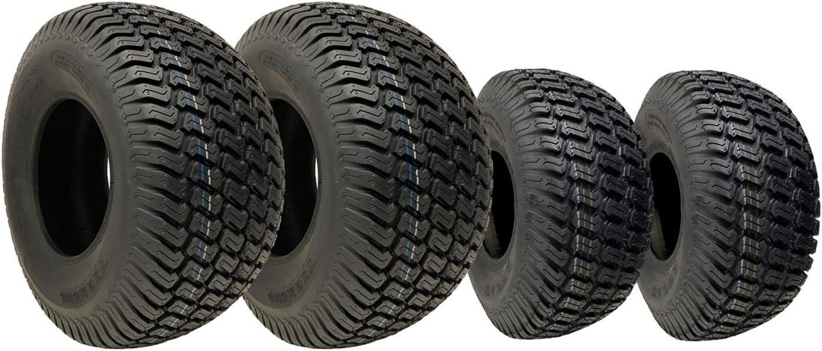 Grasmaaier Banden Set - Gazonbanden Vierbanden - Gazon Onderhoud - Afgeronde Schouders - 20x10.00-8 & 15x6.00-6 - Zwart