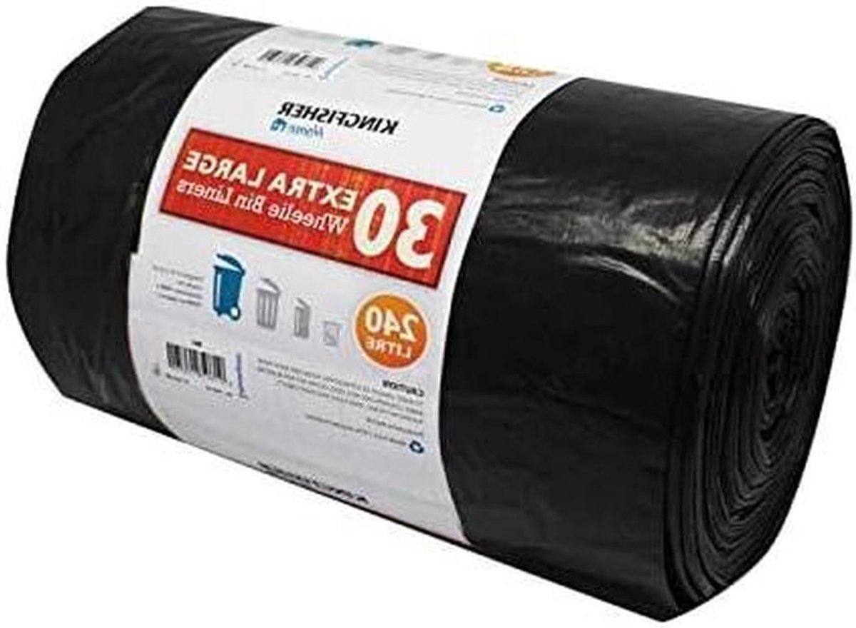 Grote Vuilniszakken - Afvalzakken Prullenbak - Huishoudelijk Afval - Extra Stevig - 240 Liter - Zwart