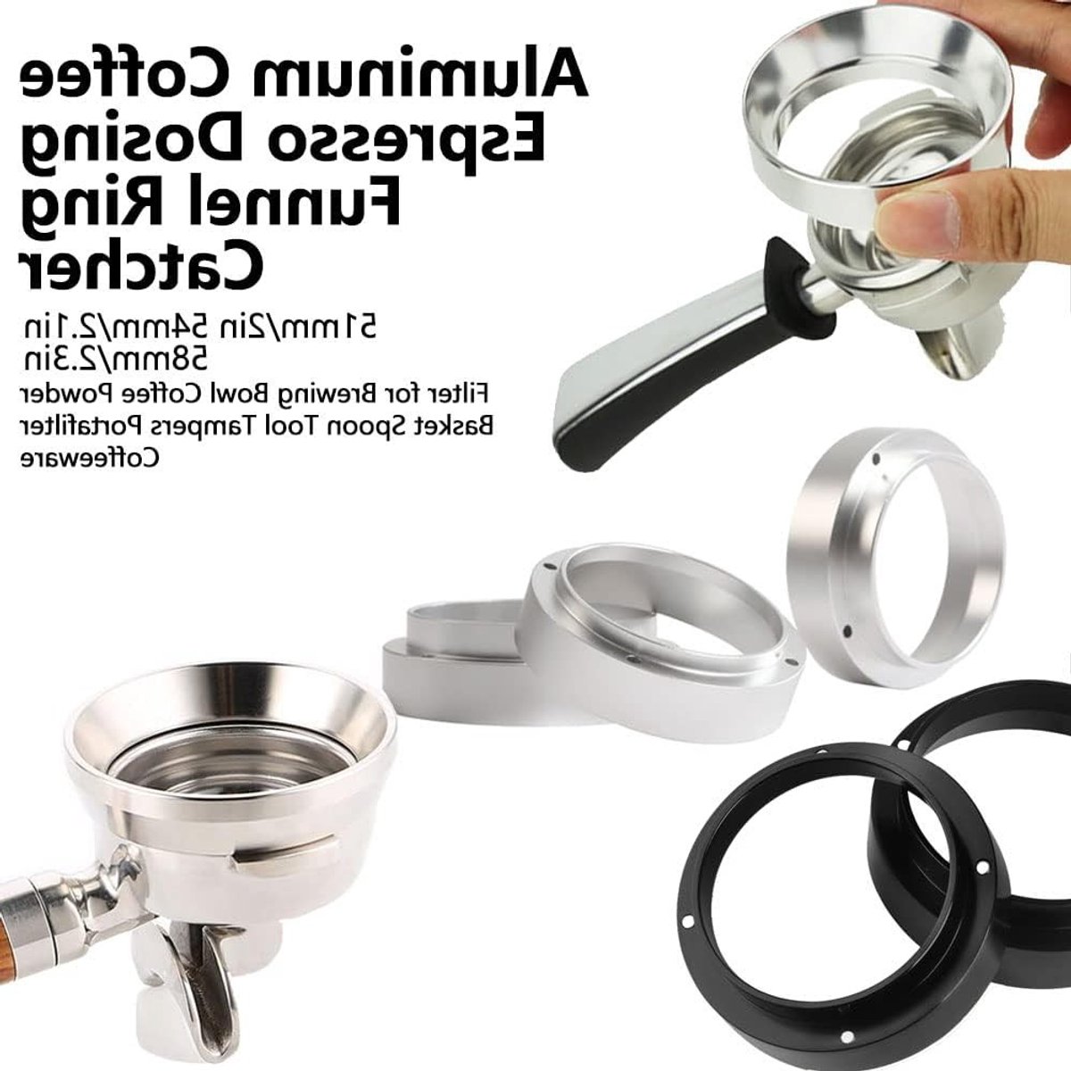 Espresso Dosing Funnel Ring Catcher van 51mm - Aluminium Accessoire voor Koffiezetten Thuis en in de Café, Perfect voor Precisie en Gemak