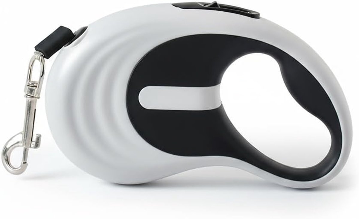 VHV - Hondenriem - Hondenriem 5 meter - Uitschuifbare riem - Voor honden en katten - Speciaal voor kleine honden - Soepel oprolbaar - Lichtgewicht en compact -Grijs