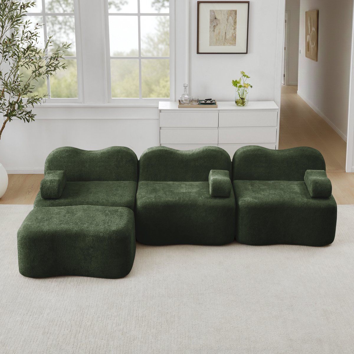 MODFU Modulaire Hoekbank met golfvorm en diepe zitting – 32D hoogelastisch schuim – Flexib