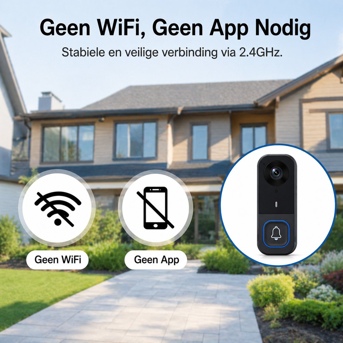 WINNES Draadloze Video Deurbel met Camera en 4.5 Inch Scherm – Zonder WiFi & App - Geen Abonnement - Nachtzicht - 120° Kijkhoek – foto 3