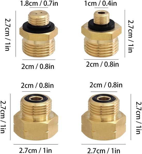 Allecto - 4-delige Gas Adapter Set - Aansluitadapter voor Gasflessen - Geel - Geschikt voor Cilinders en Apparatuur - Veilig en Betrouwbaar - Buite... — afbeelding 4