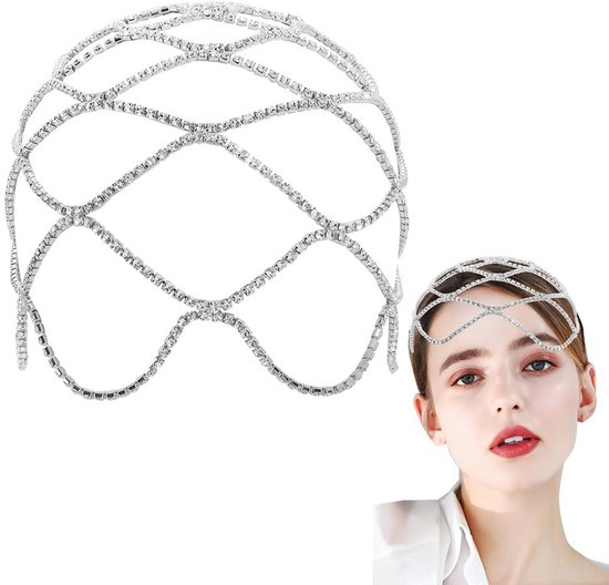 Allecto - Zilveren Kristallen Hoofddeksel - Vintage Bruid - Boho Stijl - Strass Decoratie - Geschikt voor Vrouwen - 20 Stuks