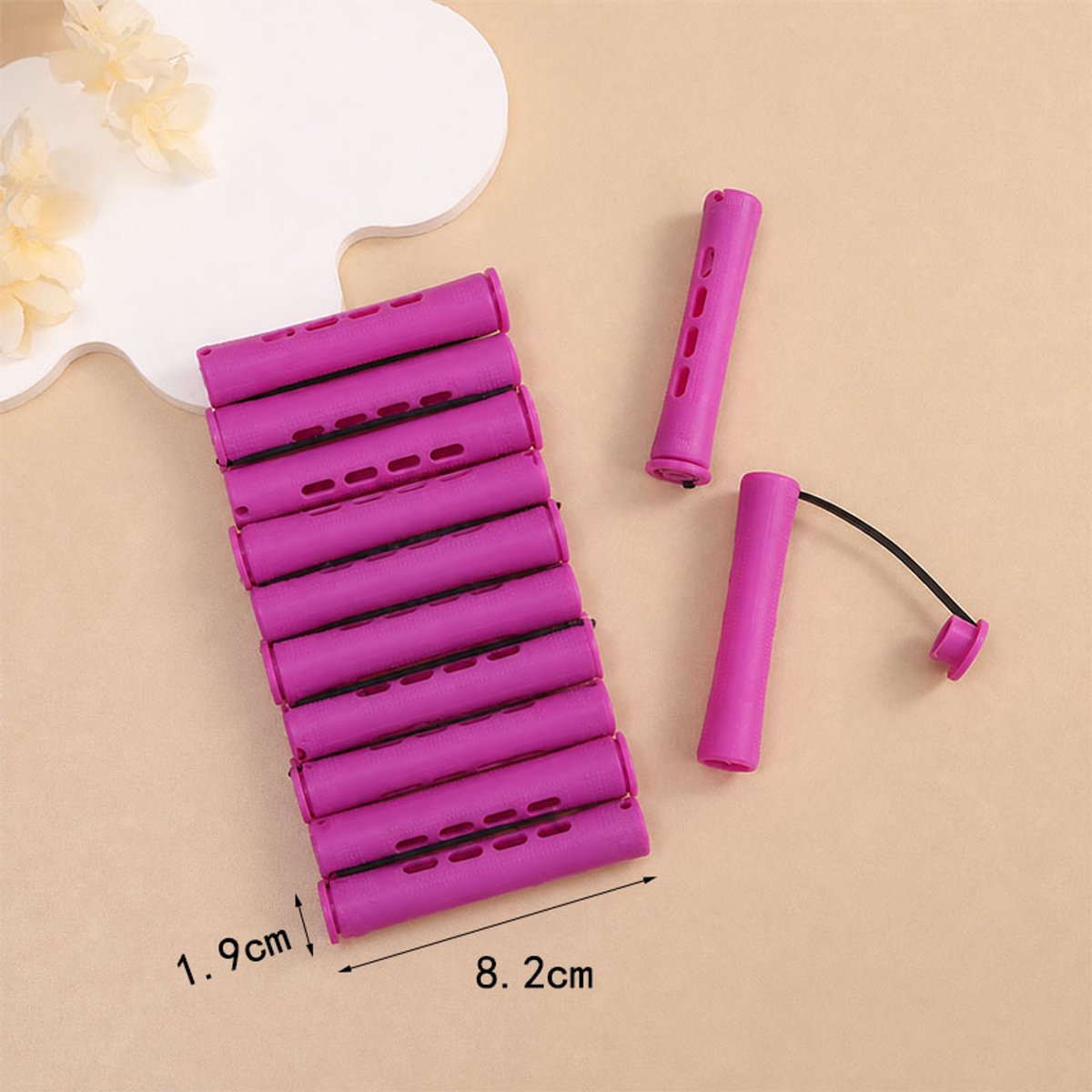 40-delige set met kleine haarkrullers van 1,9 cm (0,75 inch), permanentset voor vrouwen, voor lang en kort natuurlijk haar, stylingtool,Pruimrood