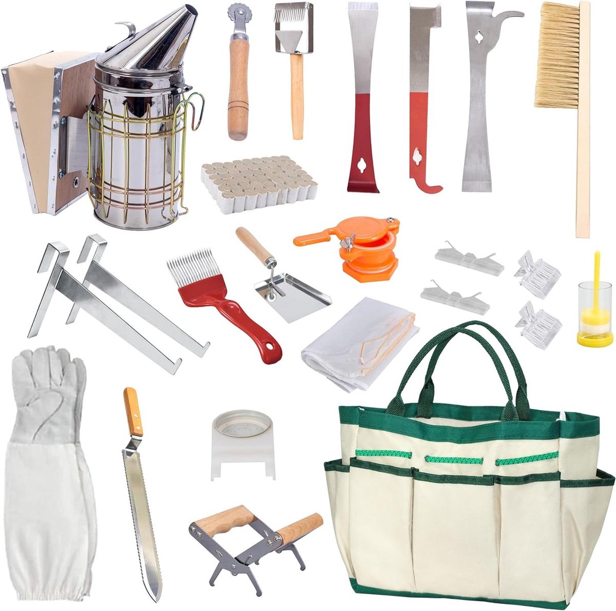 Bijenteelt Gereedschap Set - Imker Benodigdheden Kit - Bijenhoudende Inspectie - 22 Delige Complete Kit - 40x30x13 cm - Niet gespecificeerd