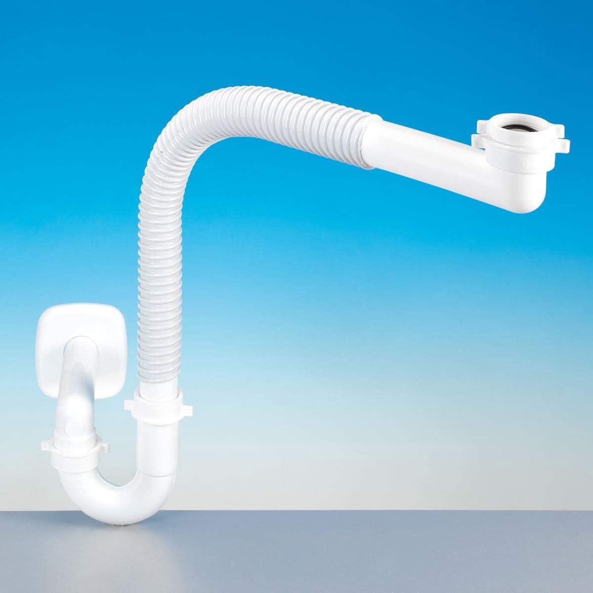 Ruimtebesparende Sifon - Wastafel Sifon - Onderbouw Montage - Flexibel Aansluitstuk - 5/4' x DN40 - Wit