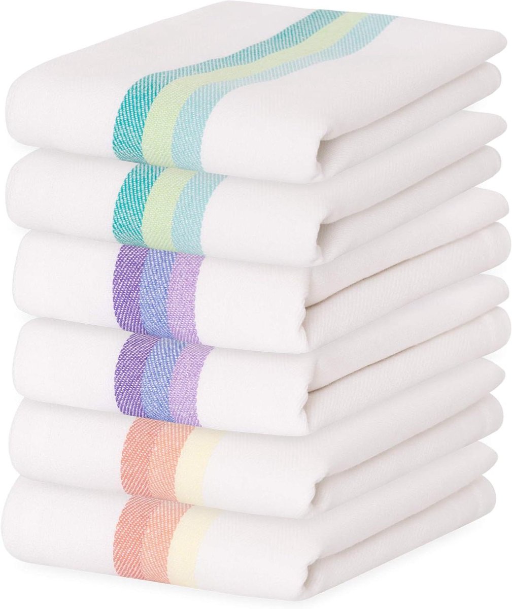Keukendoeken Set - Theedoeken Vaatdoeken - Keuken Schoonmaken - 100% Katoen Absorberend - 6 Stuks 50x70 cm - Multicolor