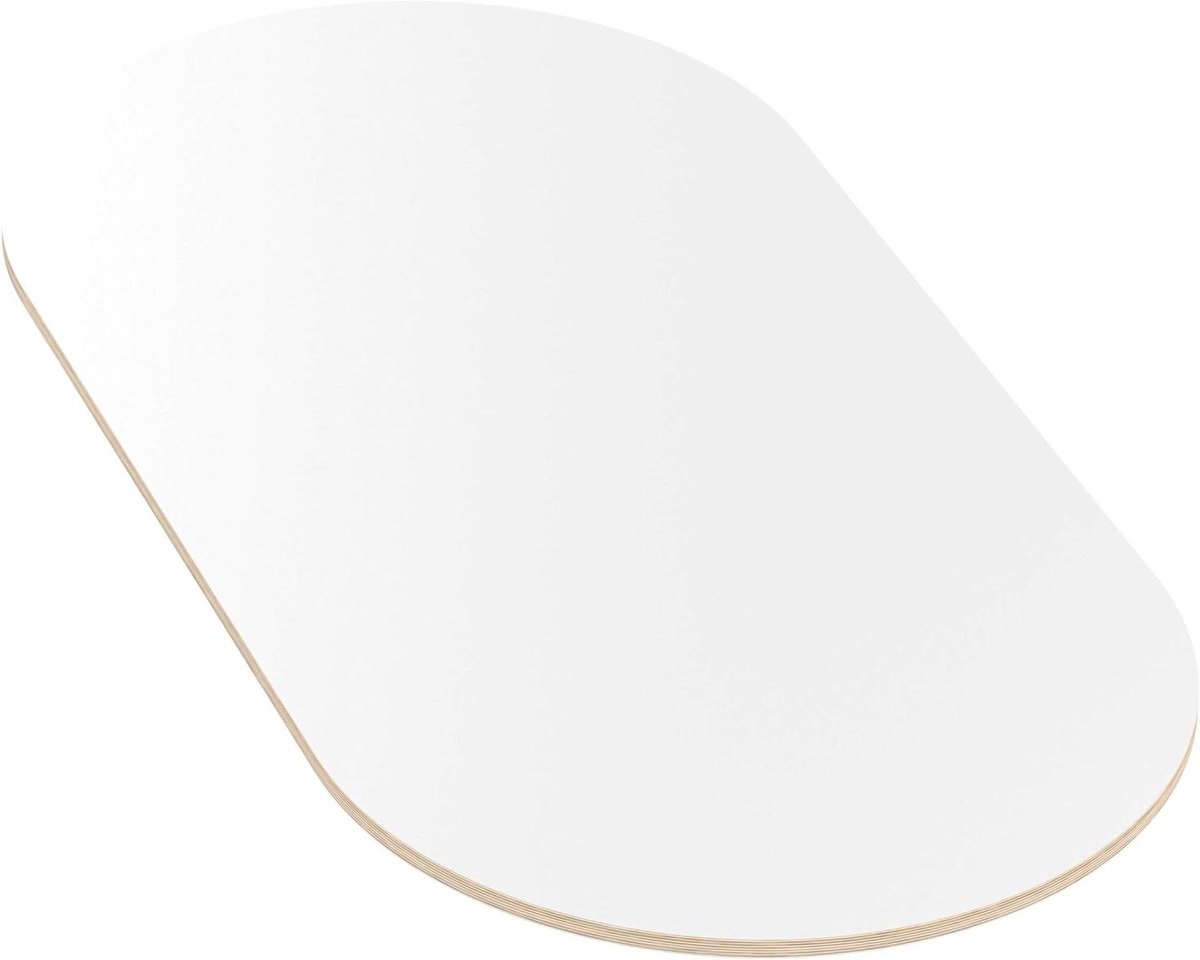 Tafelblad Multiplex - Werkblad Ovaal - Meubels Maken - Krasbestendig Melamine - 110x90 cm - Wit