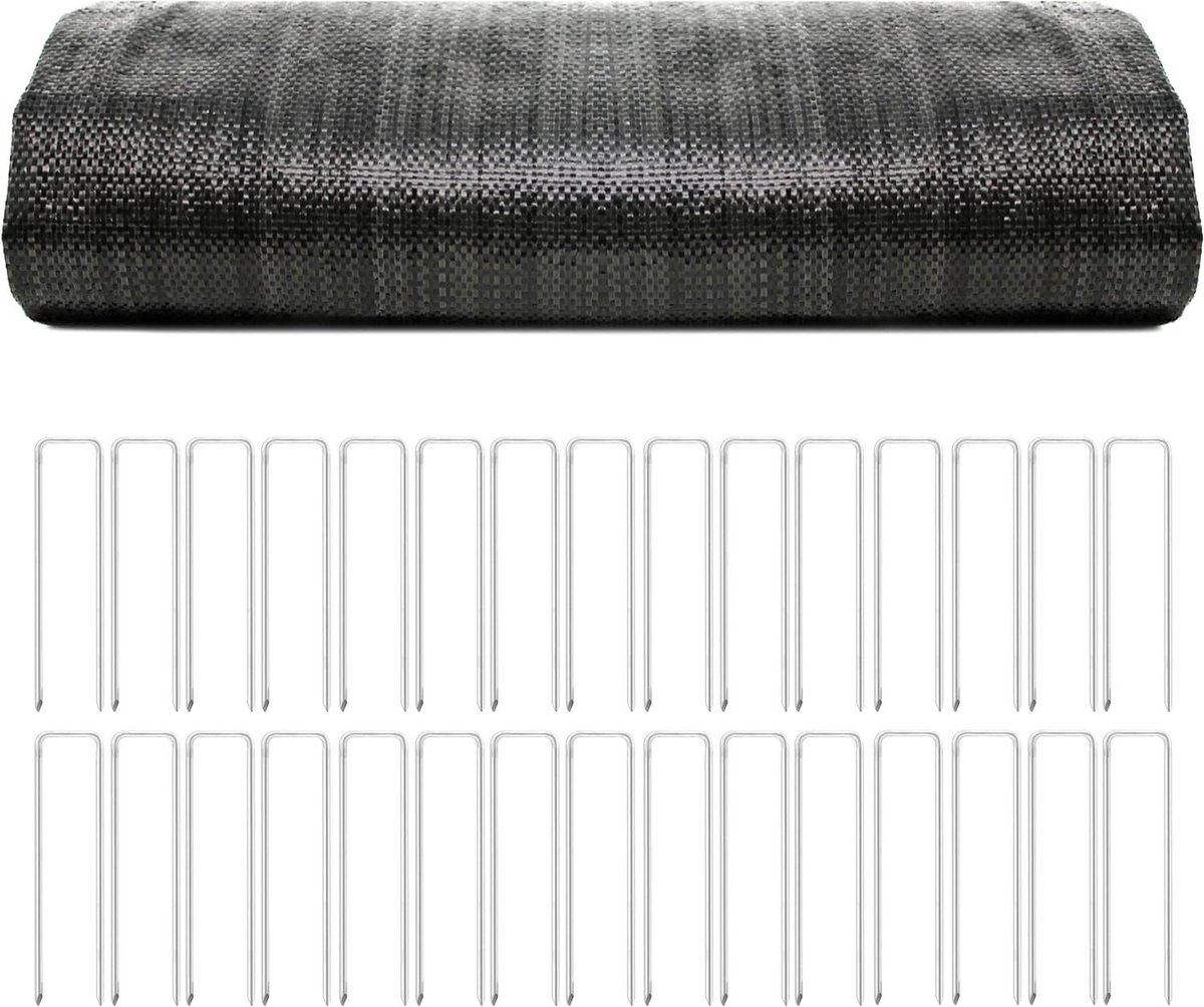 Geotextiel Opritstof - Onkruiddoek Gronddoek - Oprit Stabiliseren - Commerciële Kwaliteit - 3.8 x 9.1 meter - Zwart