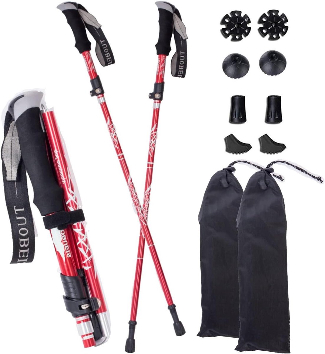 Wandelstokken Trekkingstokken - Wandelstok Verstelbaar - Buitenwandelen - 7075 Aluminium - 110-130 cm - Rood