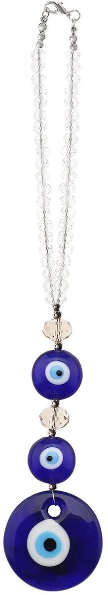 Allecto - Boze oog ornament - Turkse oog hanger - Geluksbescherming charme - 23,5 cm - Decoratie voor achteruitkijkspiegel - Woondecoratie