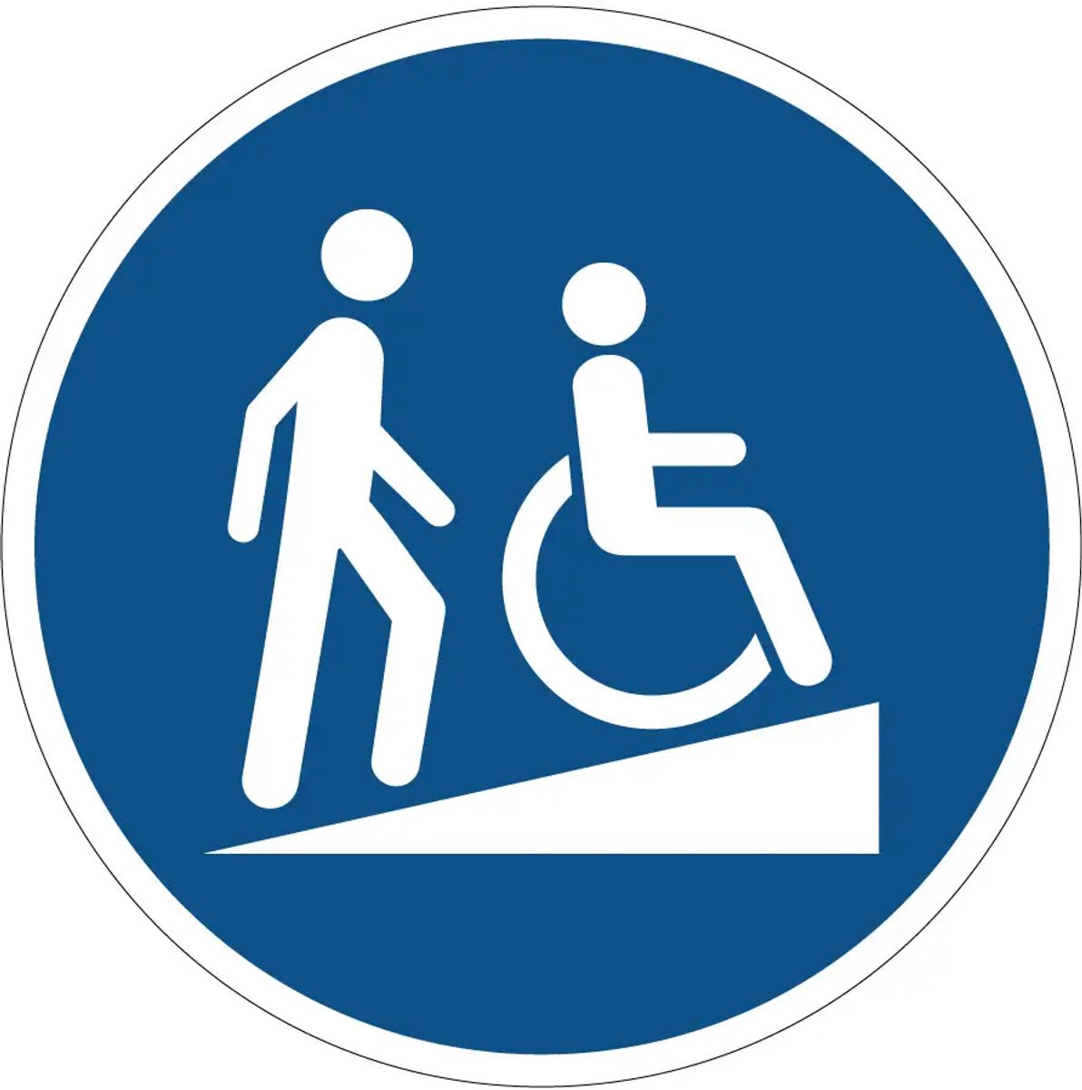 Toegankelijk via hellende oprit sticker | 40 cm
