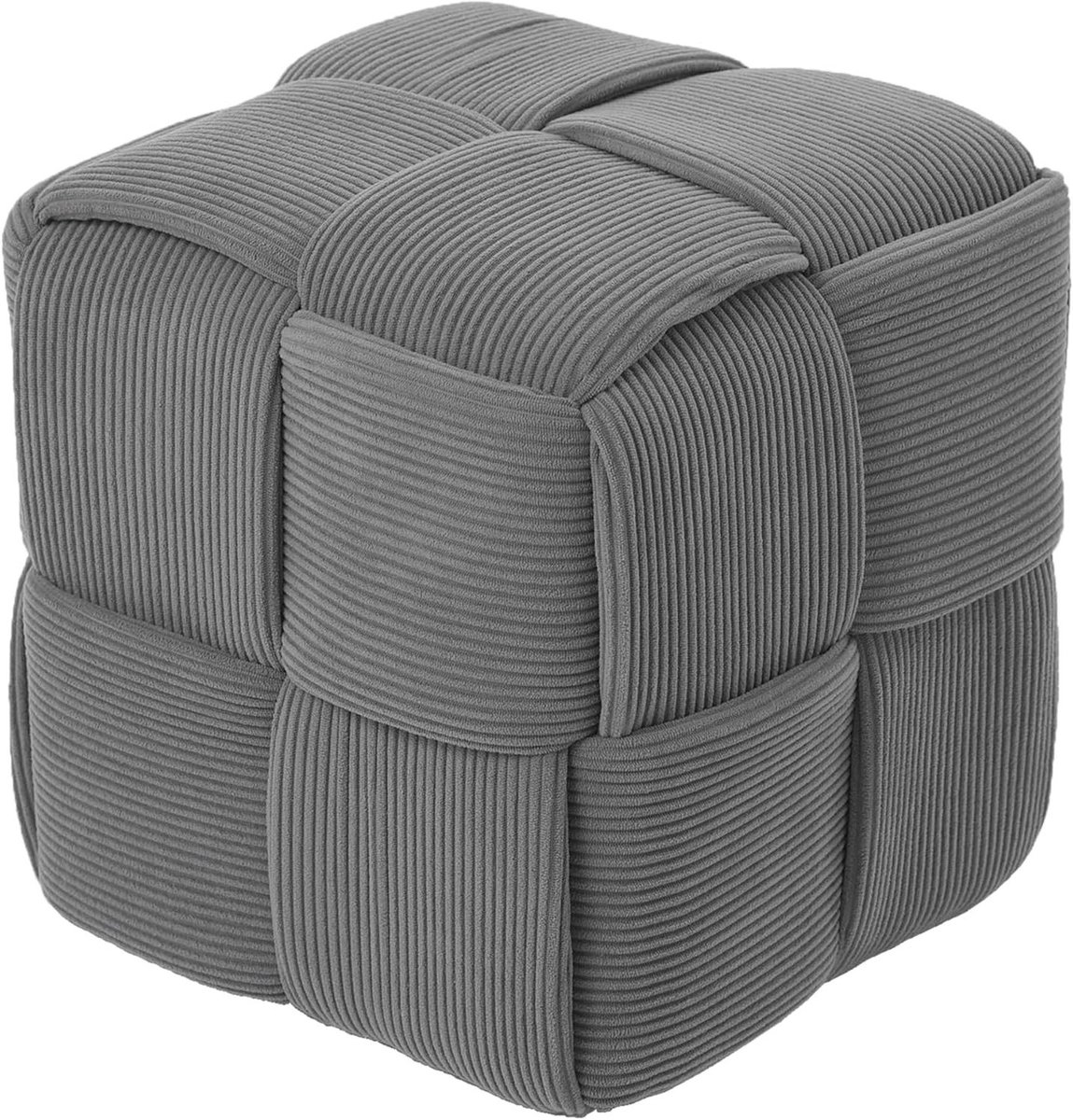 Ottomaanse Voetensteun - Poef Kruk - Ontspannen Zitten - Kruisgeweven Design - 36.3 cm - Grijs