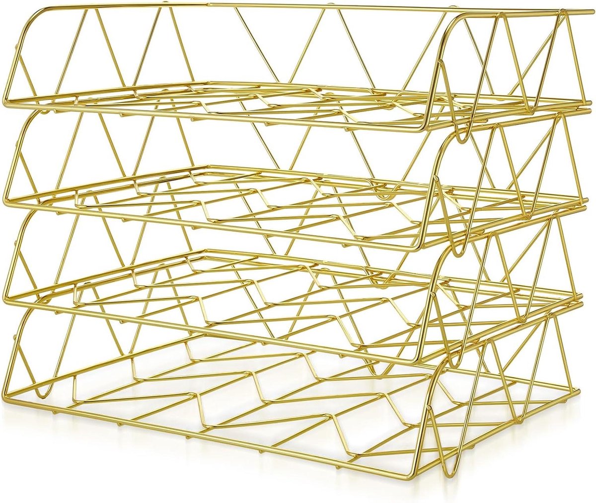 Bureau Organizer - Papierlade Stapelbaar - Documenten Sorteren - Stapelbaar Ontwerp - 345 x 245 x 75 cm - Goud