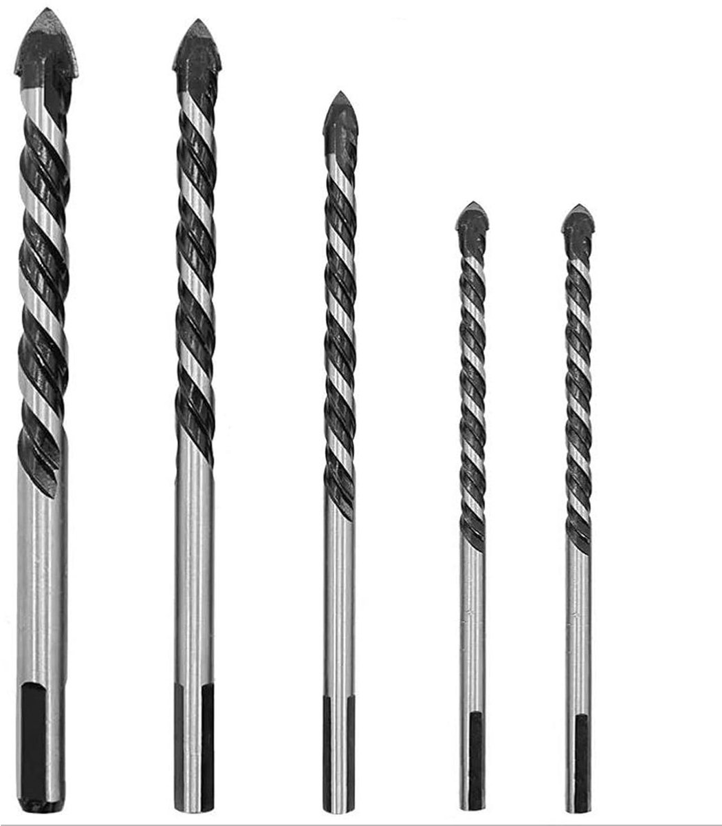 Metselwerk Boor Set - Boorset Steen - Boren in Steen - Industriële Carbide Punt - 5 stuks - Grijs