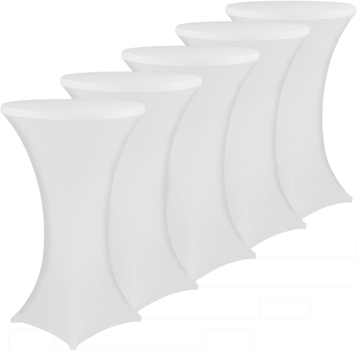 Statafelhoezen - Tafelbekleding Elastisch - Evenementen Aankleden - Kreukvrij Materiaal - Ø 70-75 cm - Set van 5 - Wit