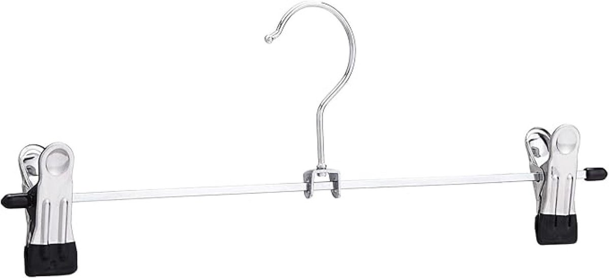 Metalen hangers voor broek en rok, met clips, set van 20, chroom