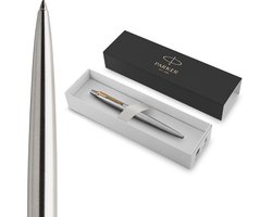 Parker Jotter-balpen - medium punt - blauwe inkt - roestvrij staal met chromen afwerking - incl. geschenkdoos