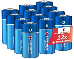 AgfaPhoto Alkaline Batterijen PLUS Mono D LR20 (1,5V, Set van 12) – Lange Levensduur – Ideaal voor Lampen, Radio’s, Speelgoed en Meer – Betrouwbare en Constante Prestaties – Voor Thuis en Professioneel Gebruik