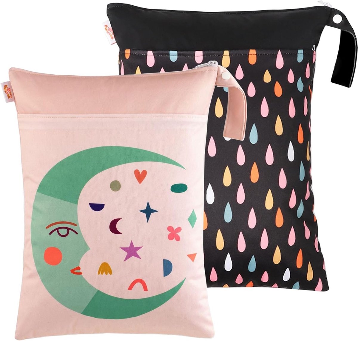 XL Wetbags 2-Pack voor Kinderen - Herbruikbare Zwemtassen met 2 Ritsvakken en Handvat, Ideaal voor Luiers, Reizen, Gym, Strand en Zwembad