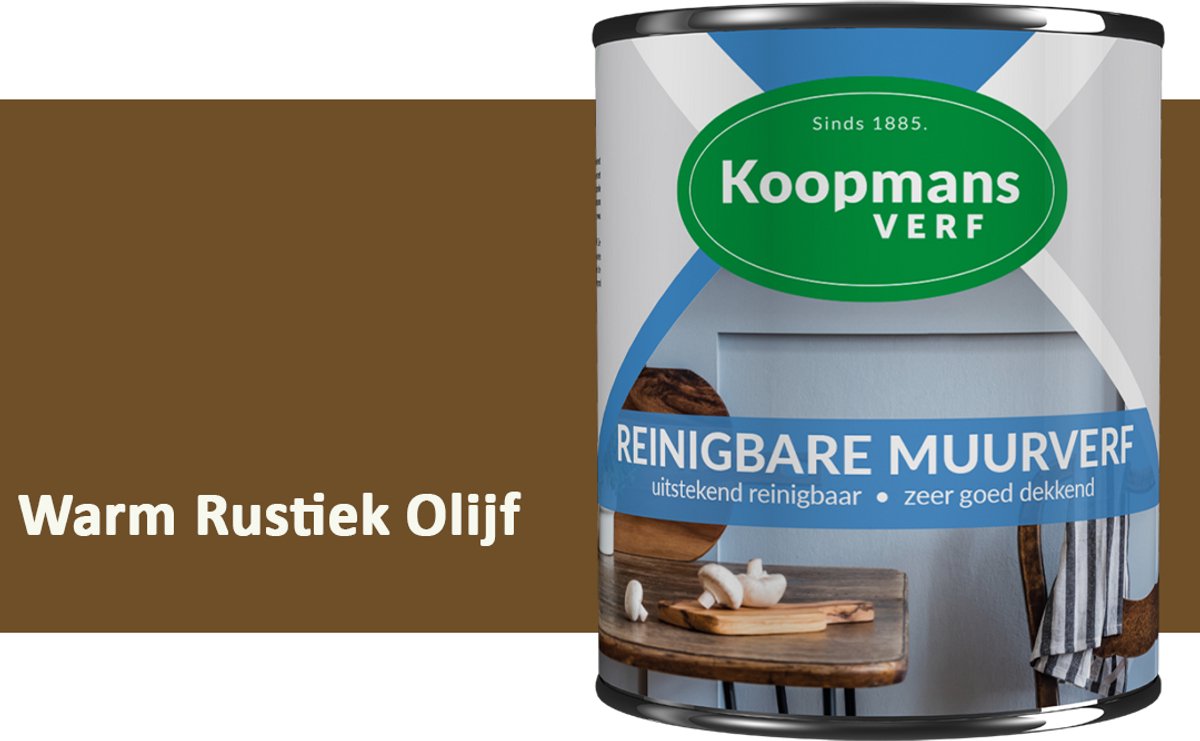 Koopmans Reinigbare Muurverf – Afwasbare Schrobvaste Muurverf Binnen – Mat – Voor Keuken, Woonkamer & Kinderkamer – Warm Rustiek Olijf – 7,5 l