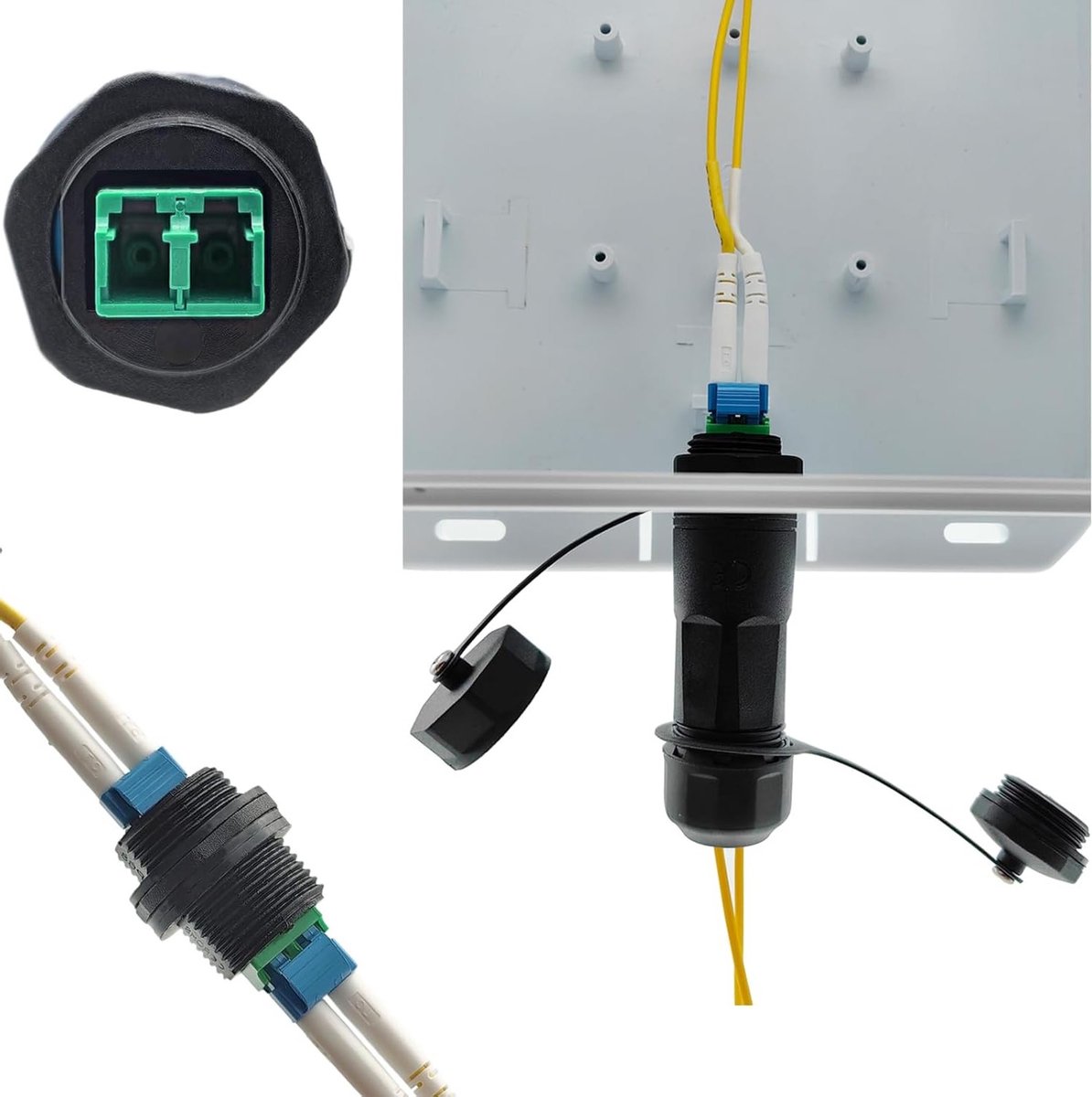 Dual Core Fiber Optic Connector IP68 met Deksel - LC-UPC Blauwe Interface Fiber Optic Coupler voor SFP Modules en Module Dozen