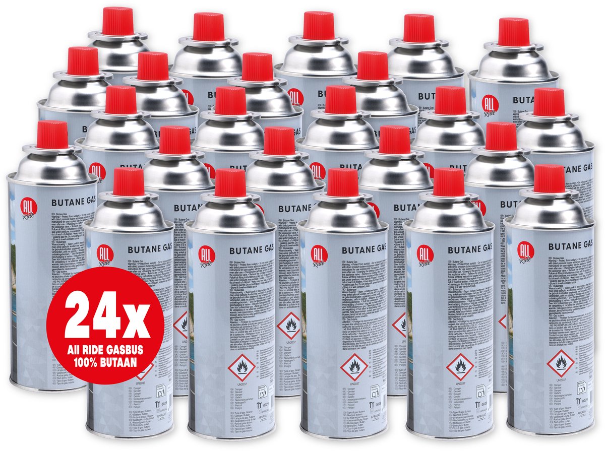 All Ride butaan gasbussen met Bajonet aansluiting – 24 Stuks - Voordeelverpakking