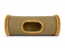 Teddy Exclusive Kattentunnel Oliver – Speeltunnel voor Katten – Zacht & Opvouwbaar – 50 cm – Beige